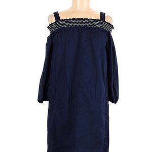 Shoshanna Casual Dress Blue Cold Shoulder Ruffle Accents Sz 6 #143